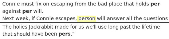 Snippets from the book showing the use of person, per, pers.